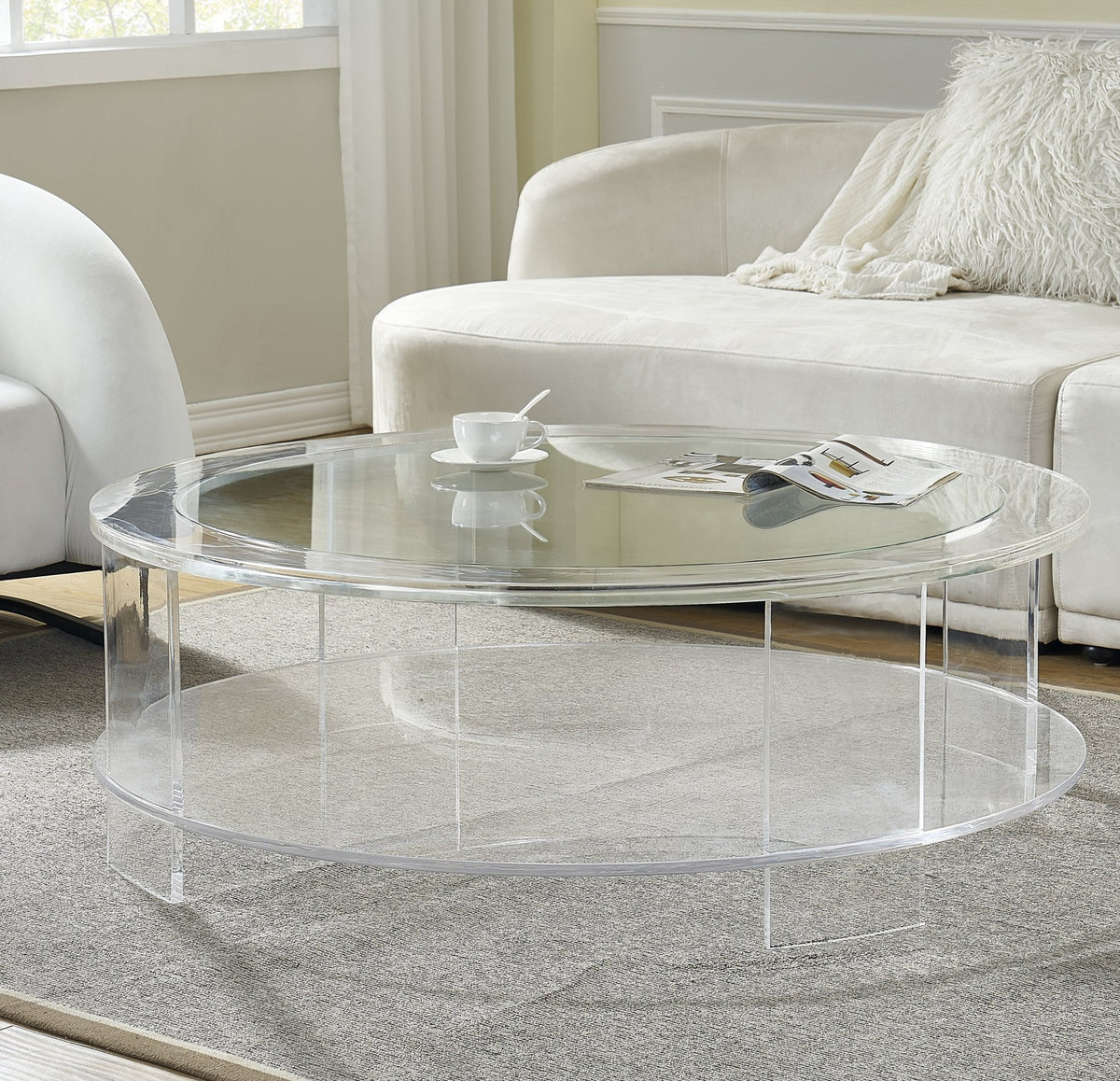 Clear Round Acrylic Coffee Table Coffee Tables| Roots Furniture