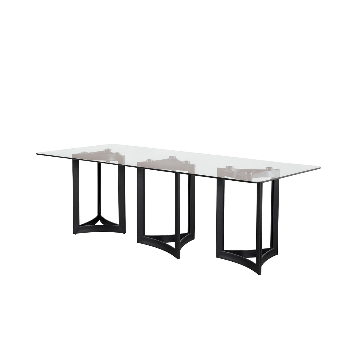 Alexa Dining Table Black Base and 350 CM Clear Glass