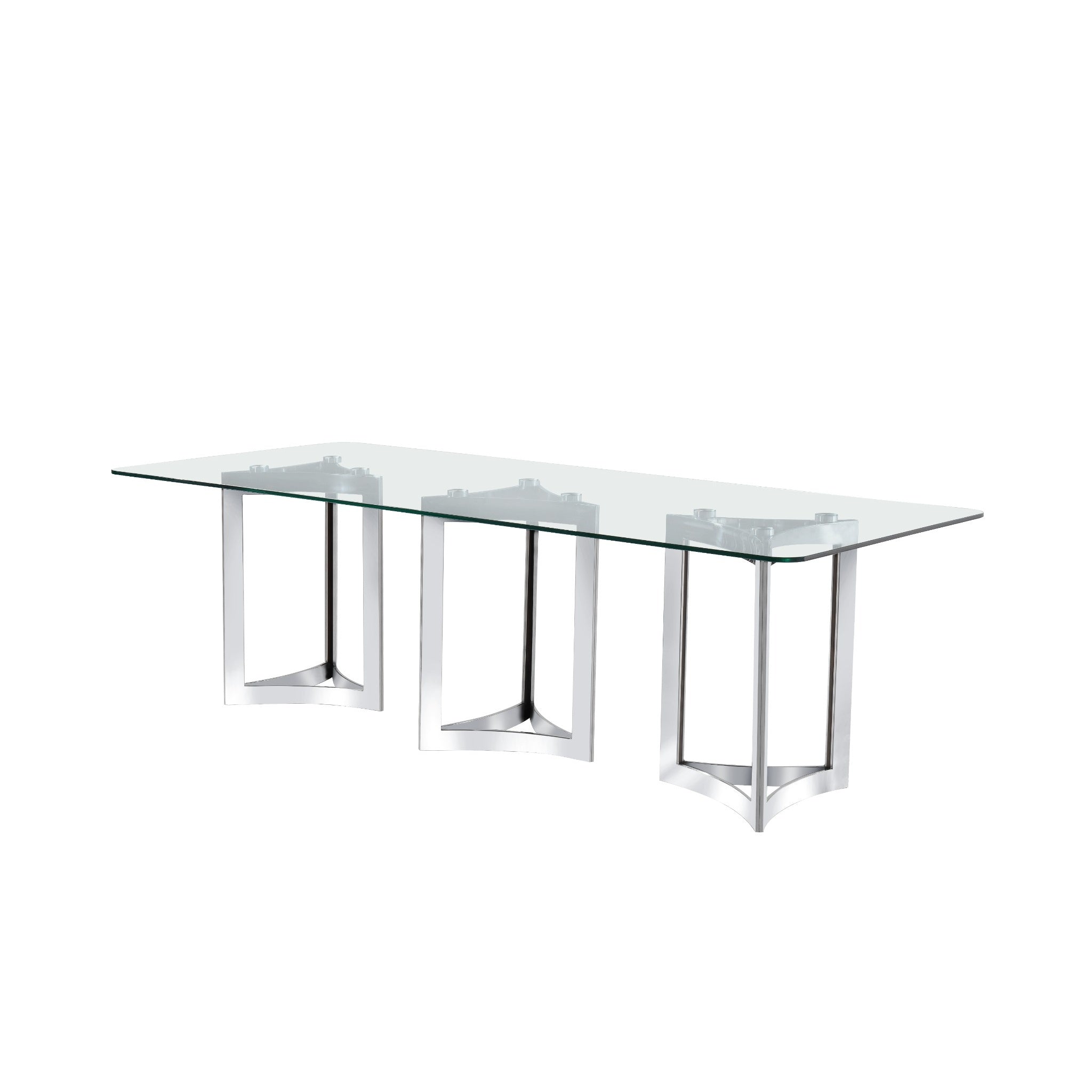Alexa Dining Table Silver Base and 350 CM Clear Glass