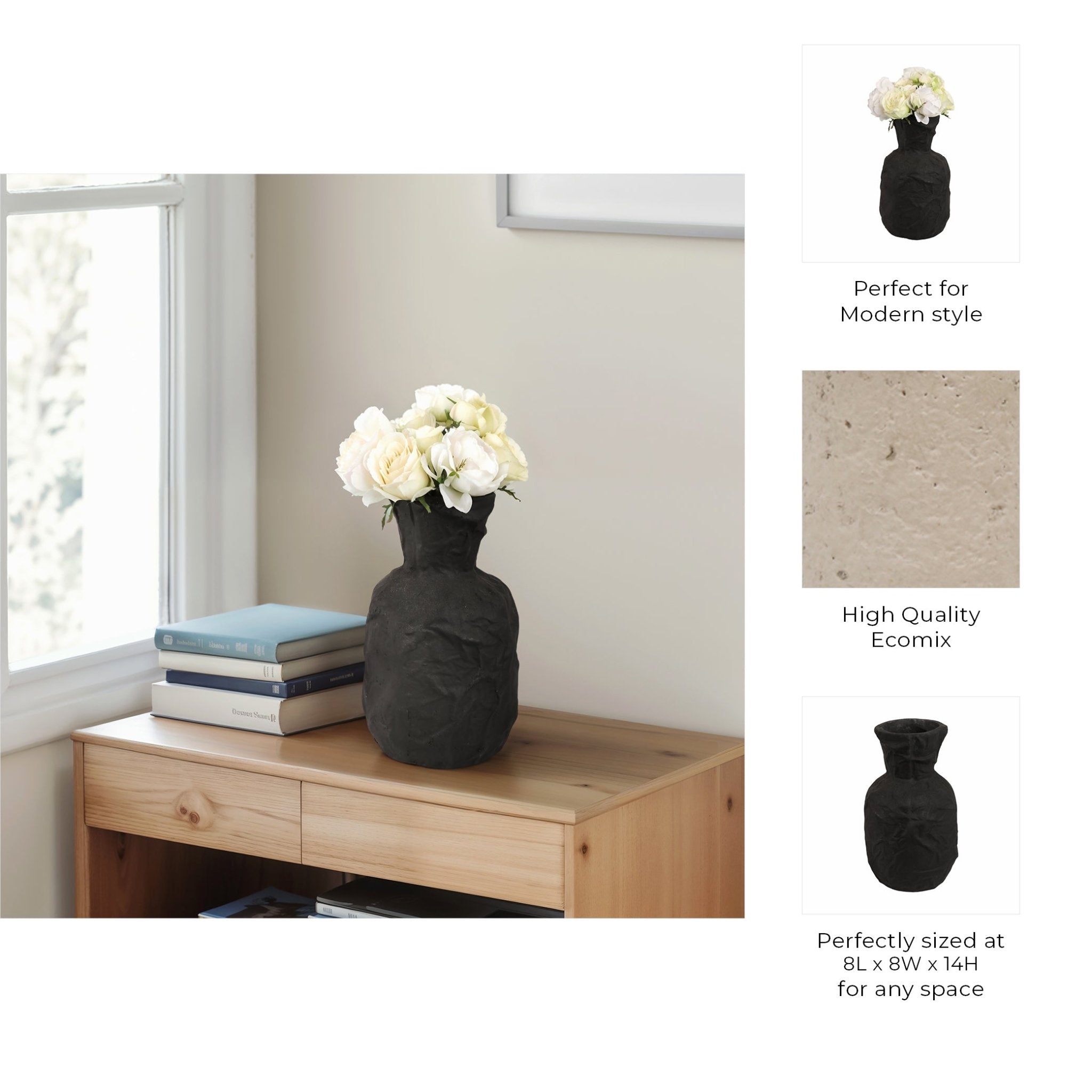 Cleo Black Ecomix Vase Vases and Jars| Sagebrook Home