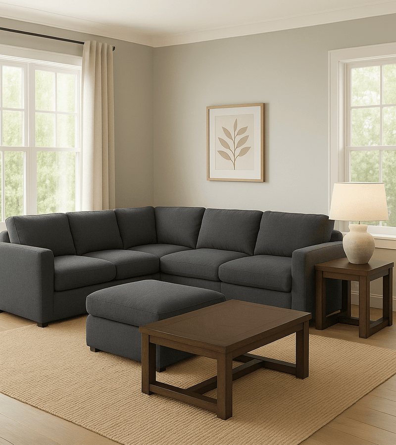 Cloud 9 Charcoal Sectional with Hardy Occasional(Coffe Table1/End Table1) - Al Rugaib Furniture