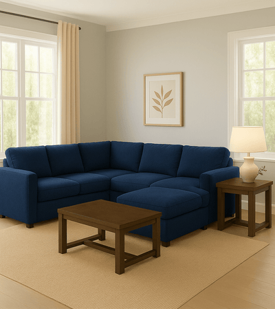 Cloud 9 Navy Sectional with Hardy Occasional(Coffe Table1/End Table1) - Al Rugaib Furniture