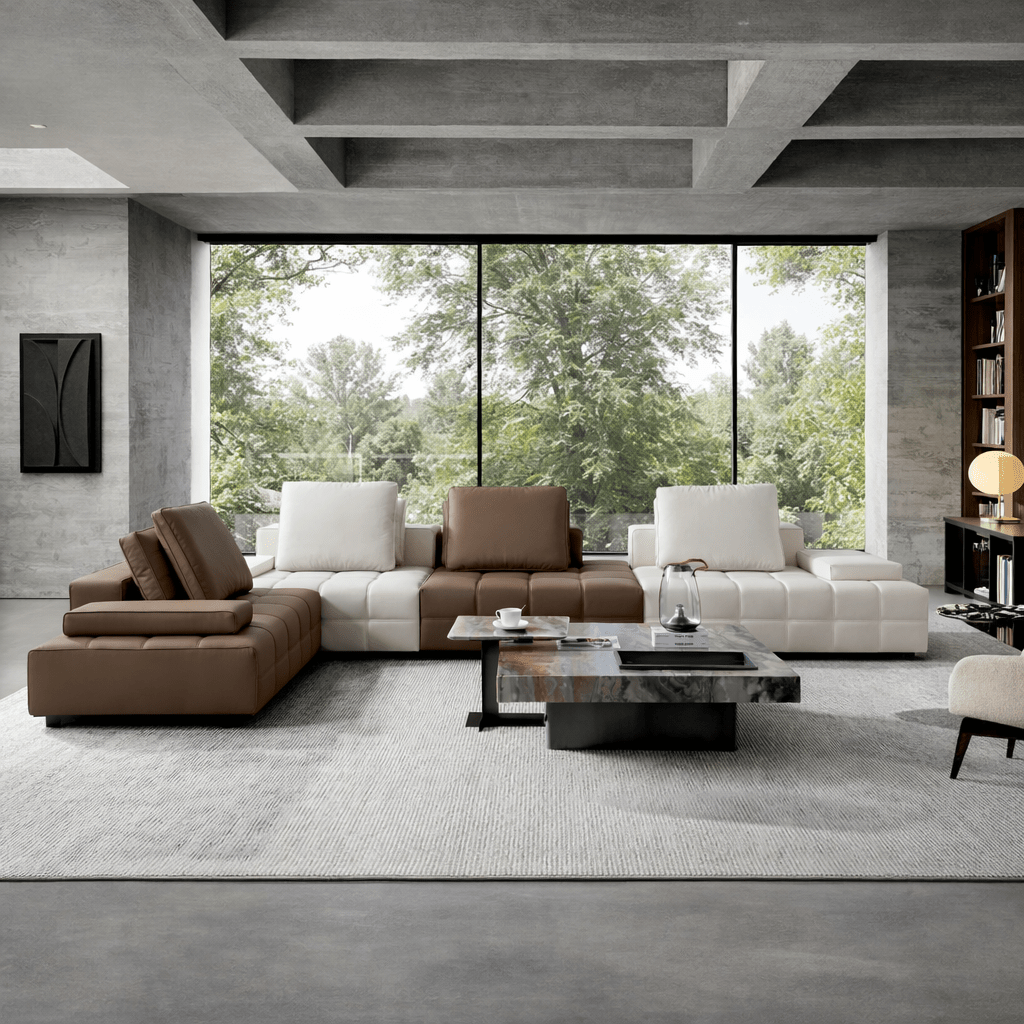 Cloud Comfort Brown/Cream Sectional Sectionals| Roots Furniture
