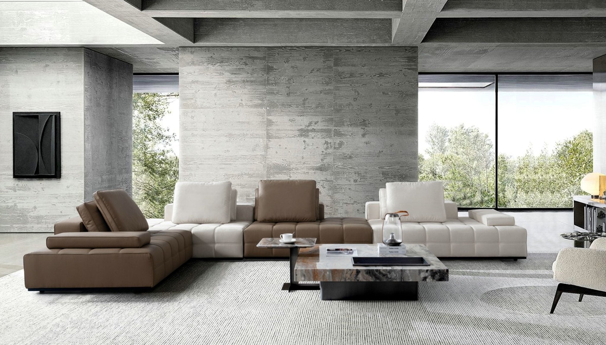 Cloud Comfort Brown/Cream Sectional Sectionals| Roots Furniture