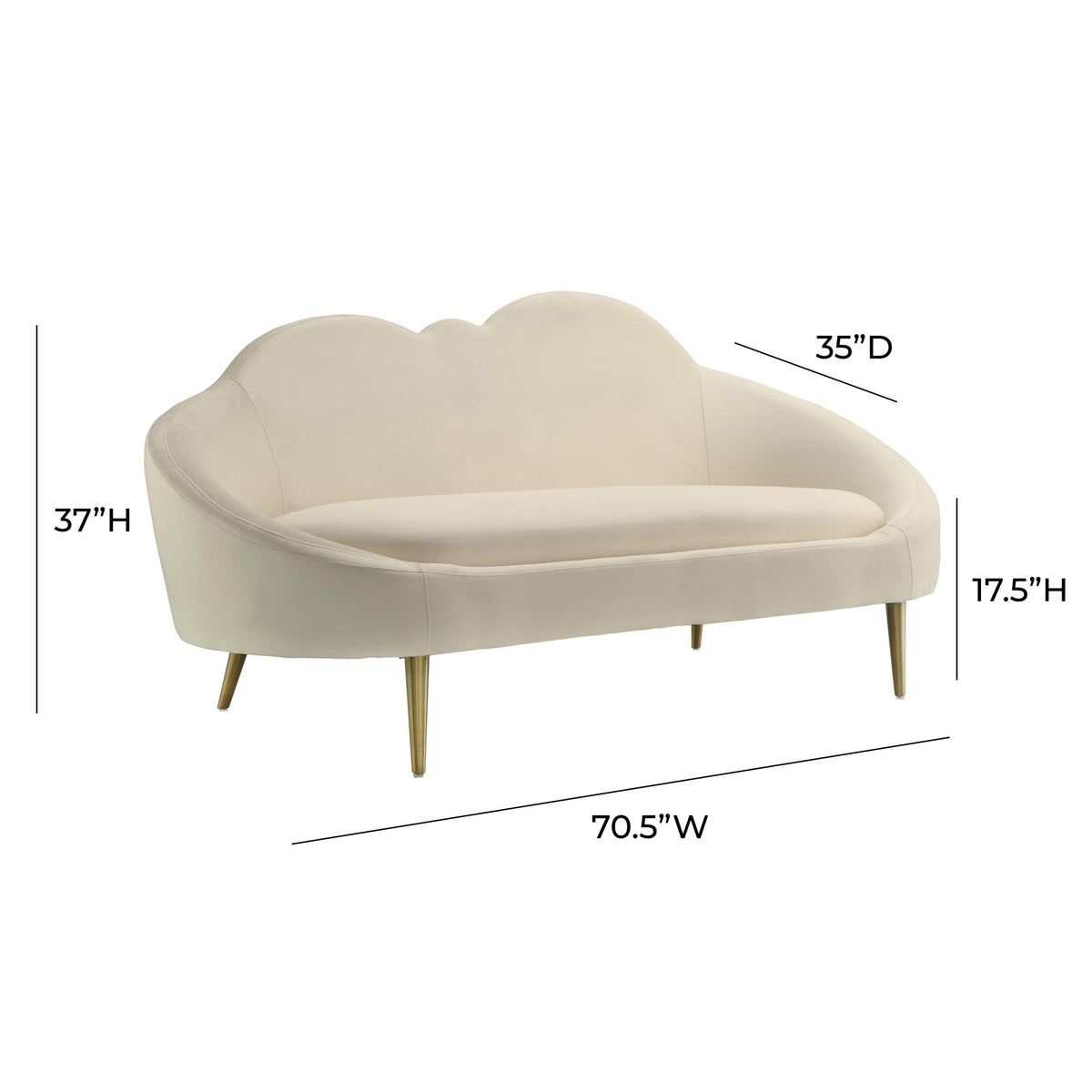 Cloud Cream Velvet Settee Sofas & Loveseats| TOV