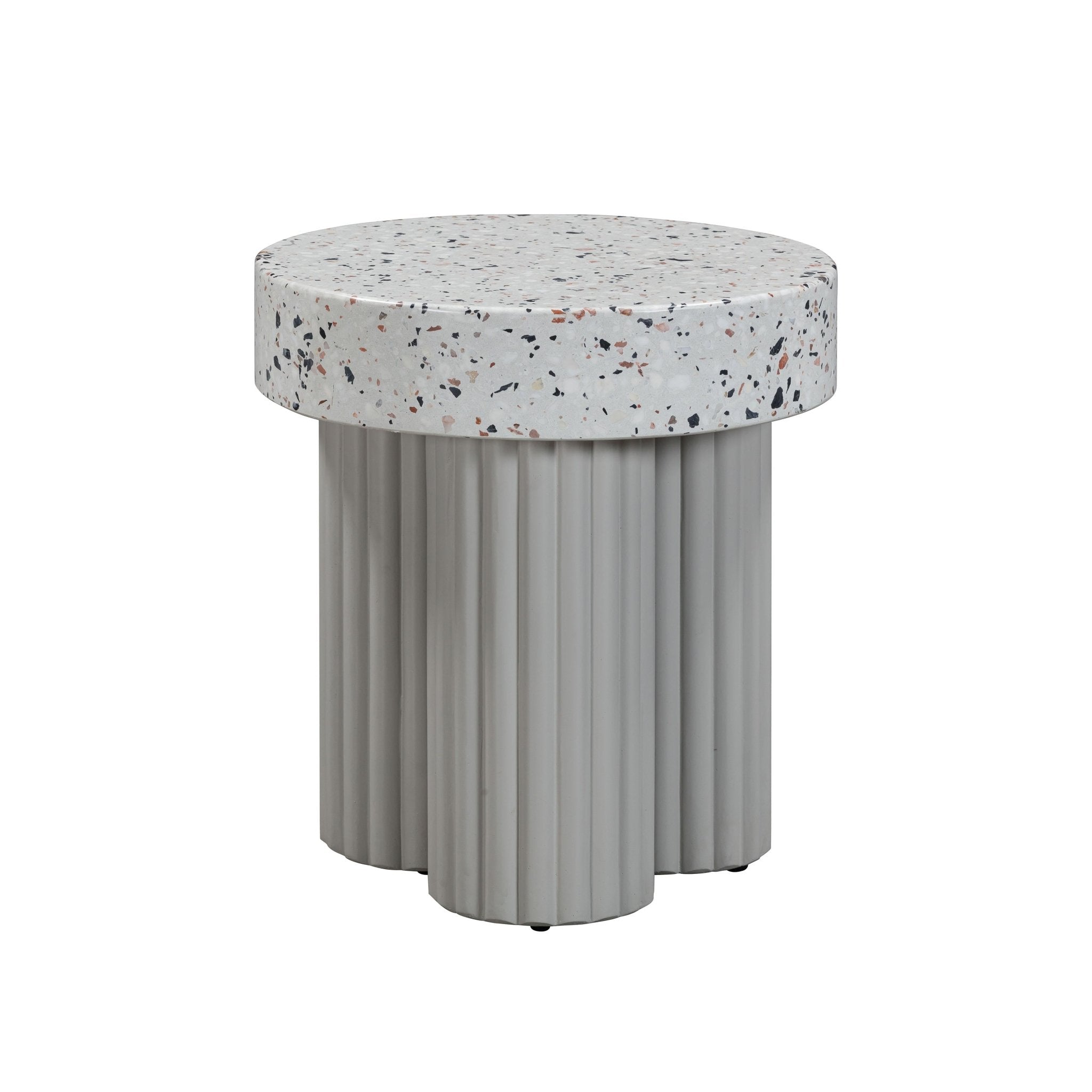 Clover Faux Terrazzo Indoor / Outdoor Round Side Table End Tables| TOV