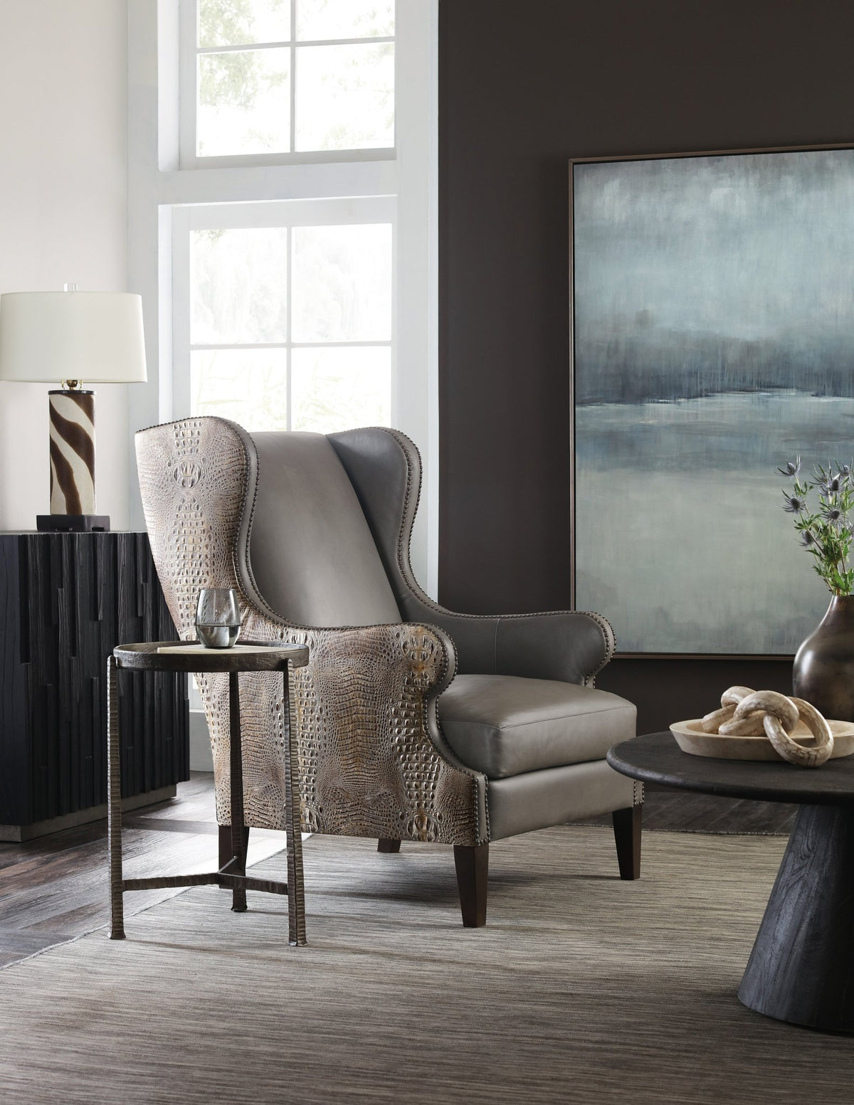 Club Chair with Faux Croc Chairs| Hooker