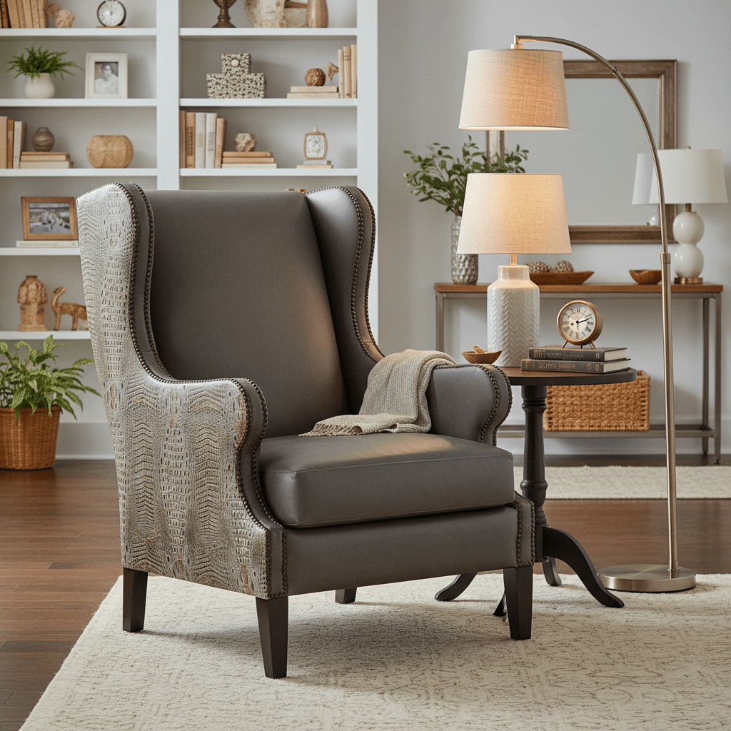 Club Chair with Faux Croc Chairs| Hooker