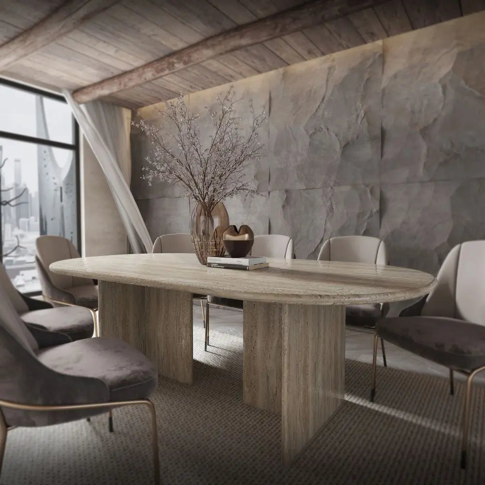 Travertine Marble Dining Table