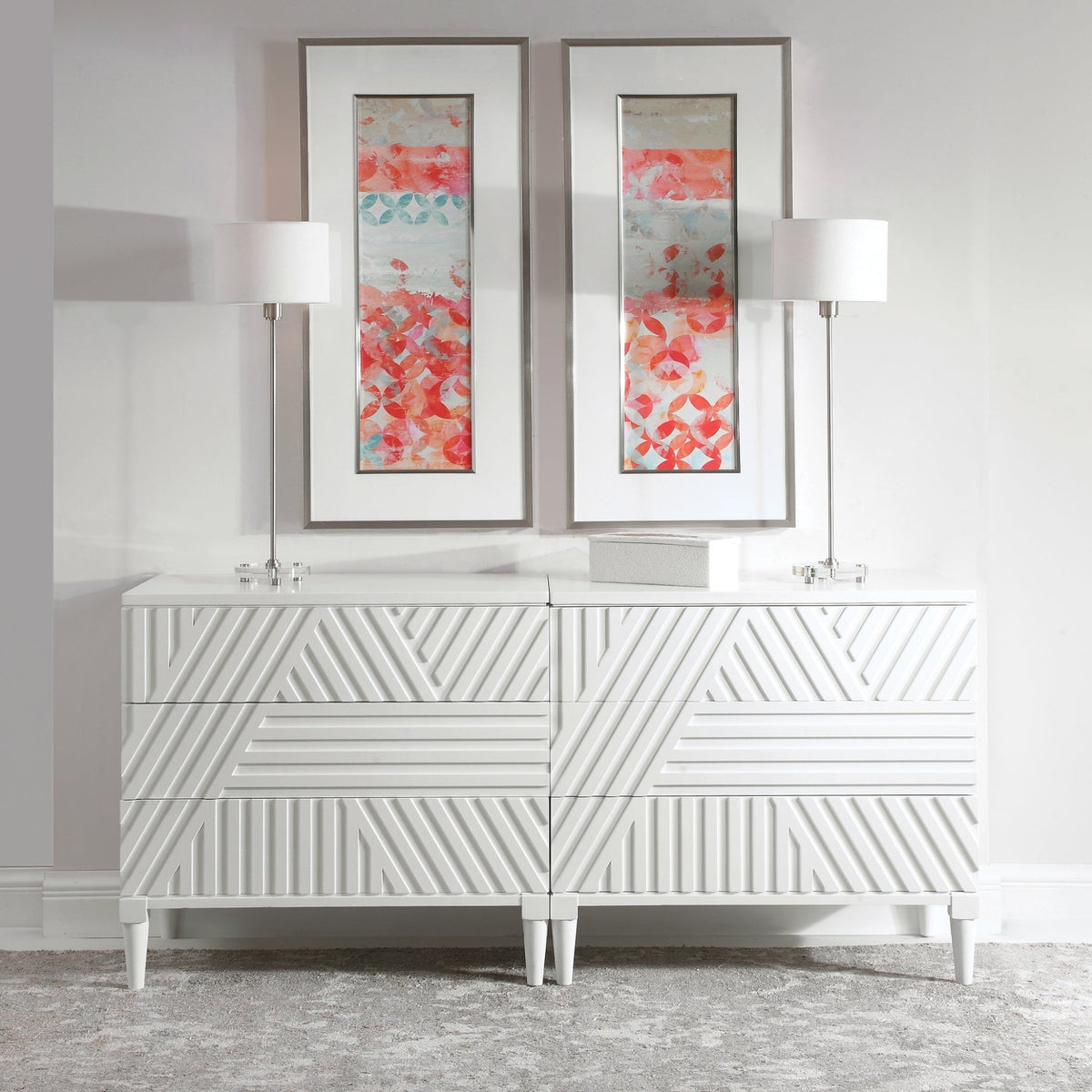 Colby 3 Drawer Chest, White Cabinets & Chests| Uttermost