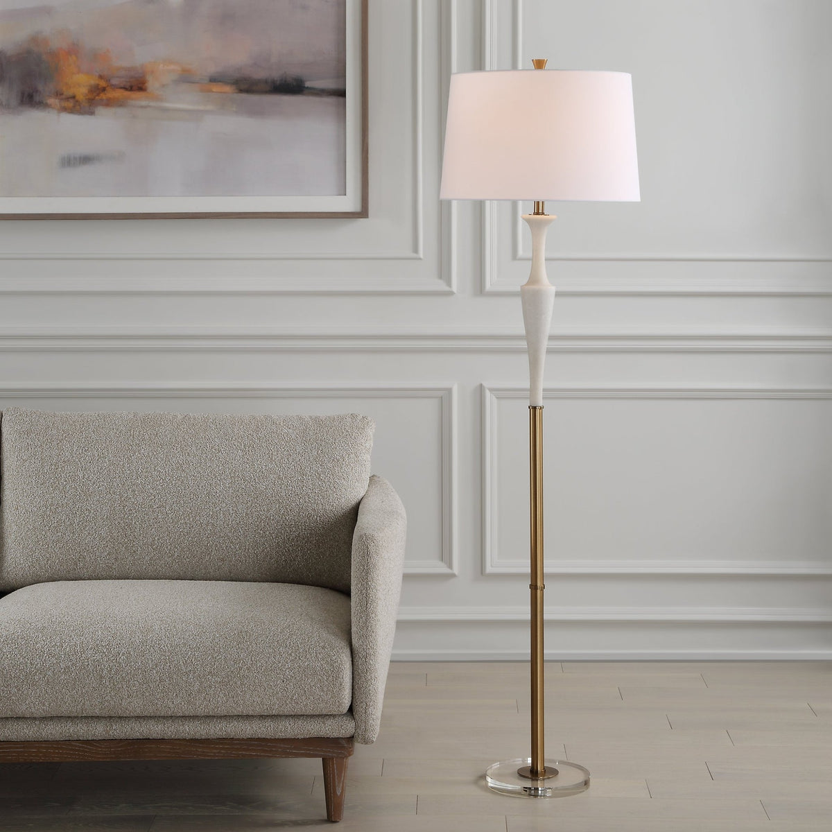 Colette White Stone Floor Lamp Floor lamps| Uttermost