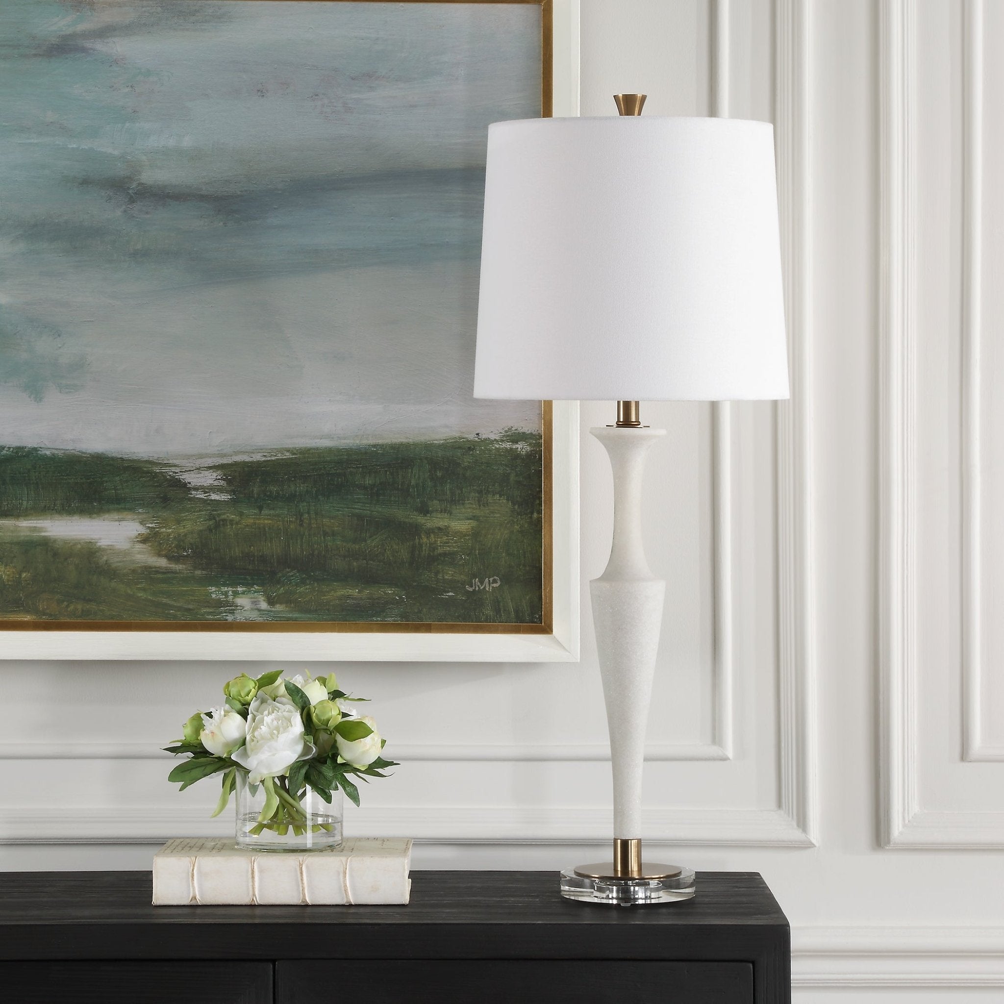 Colette White Stone Table Lamp Table Lamps| Uttermost