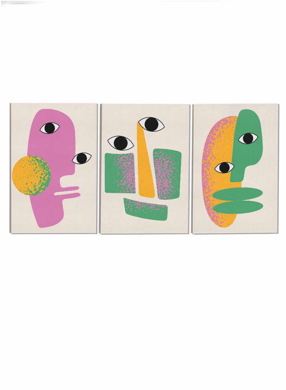 Colored Face Paintings(set of 3) Paintings & Pictures| LOWHA