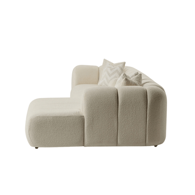 Comfy L - Shaped Sofa with BoucléUpholstery - Beige - Al Rugaib Furniture