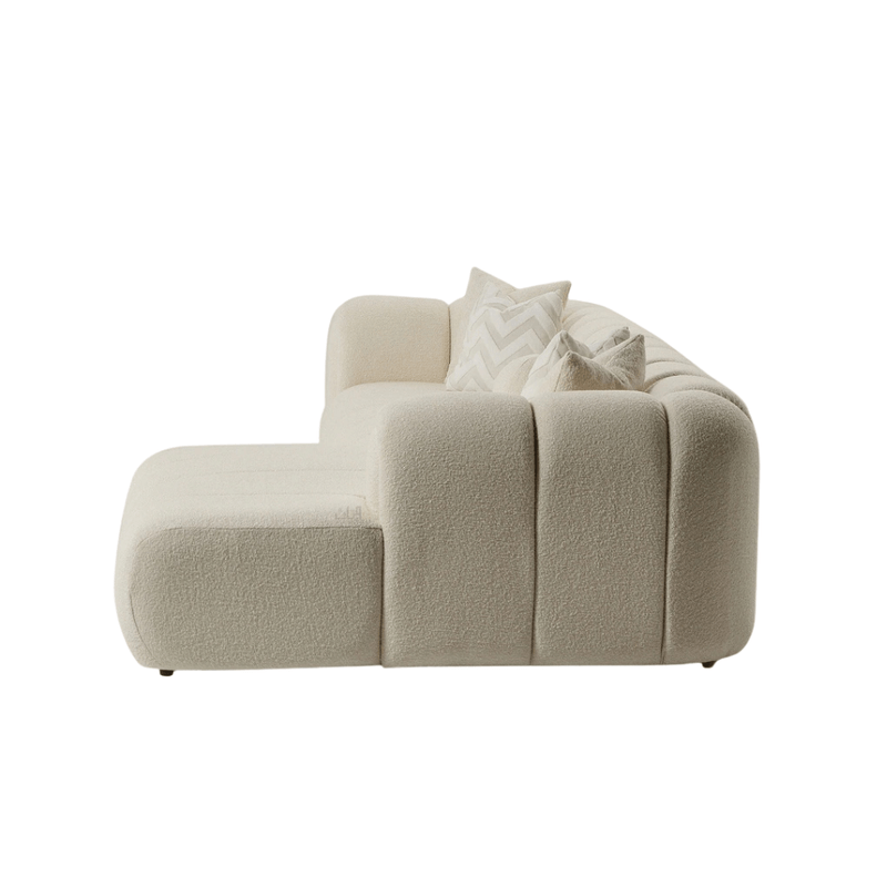 Comfy L - Shaped Sofa with BoucléUpholstery - Beige - Al Rugaib Furniture