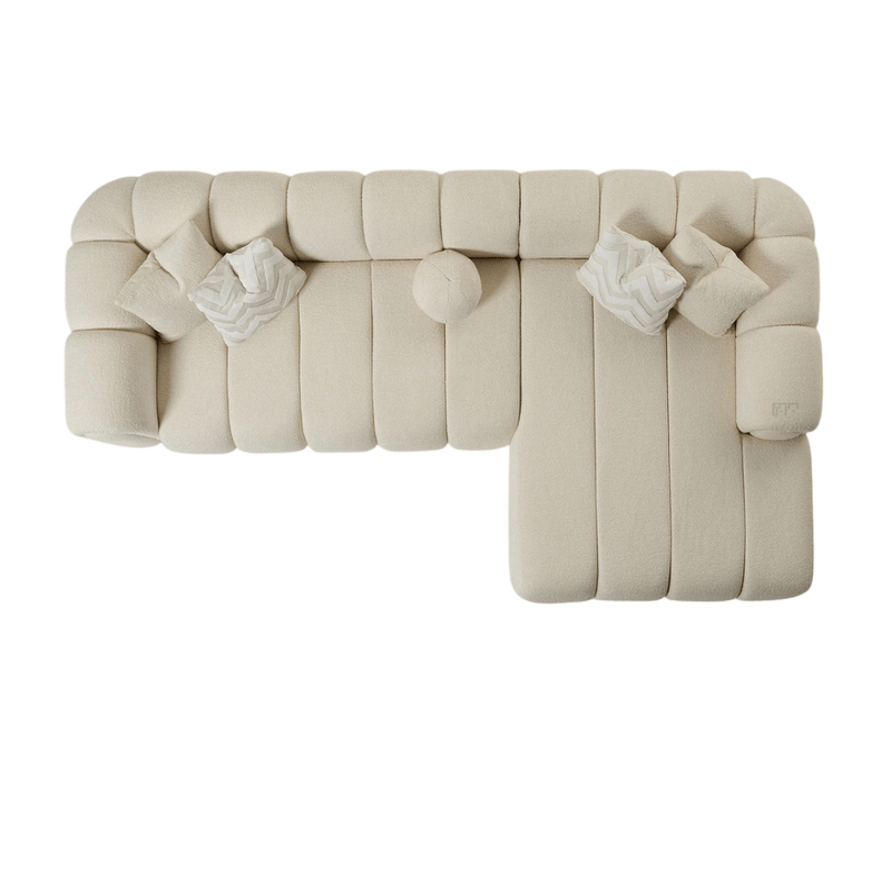 Comfy L-Shaped Sofa with BoucléUpholstery - Beige Corner Sofas| Otath