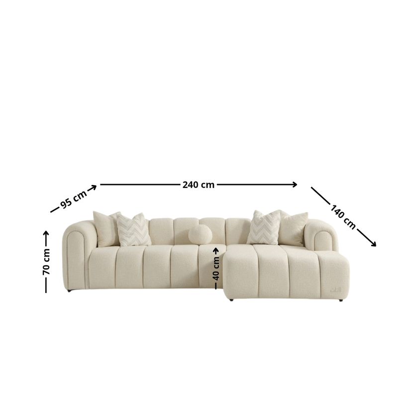 Comfy L - Shaped Sofa with BoucléUpholstery - Beige - Al Rugaib Furniture