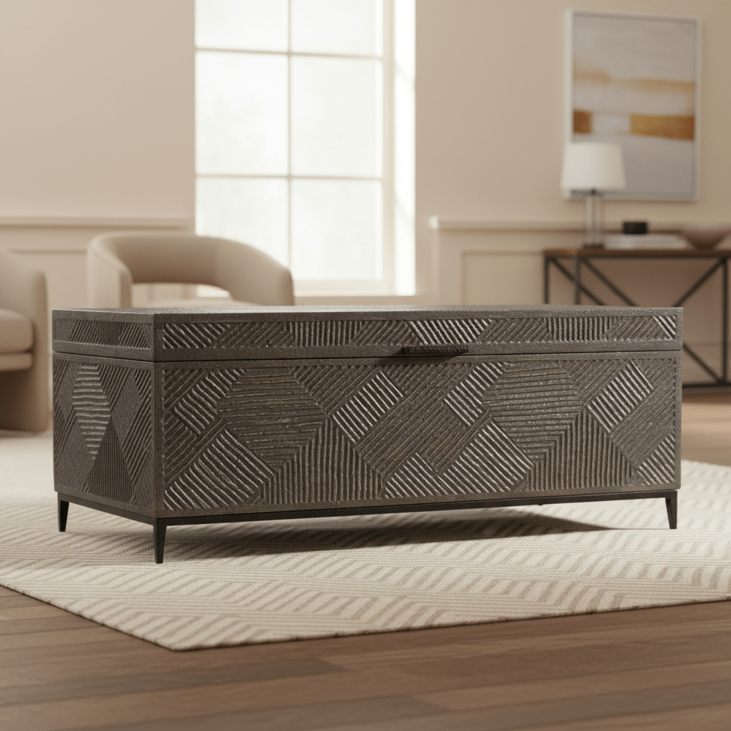 Commerce & Market Carved Chest Cocktail Table Coffee Tables| Hooker
