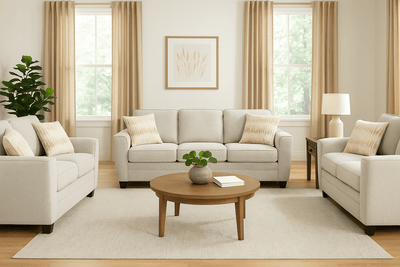 Confa Beige Living Room Set (Sofa + 2 Loveseat) - Al Rugaib Furniture