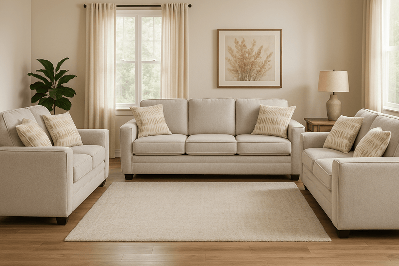Confa Beige Living Room Set (Sofa + 2 Loveseat) - Al Rugaib Furniture