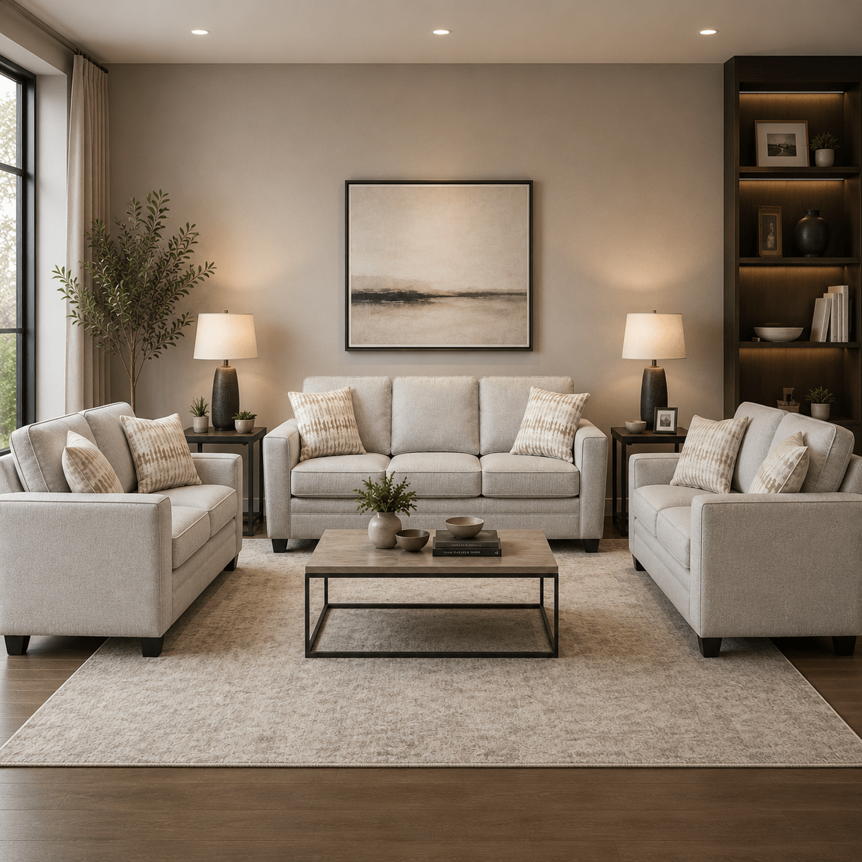 Confa Beige Living Room Set (Sofa + 2 Loveseat) Living Room Sets| Roots Furniture