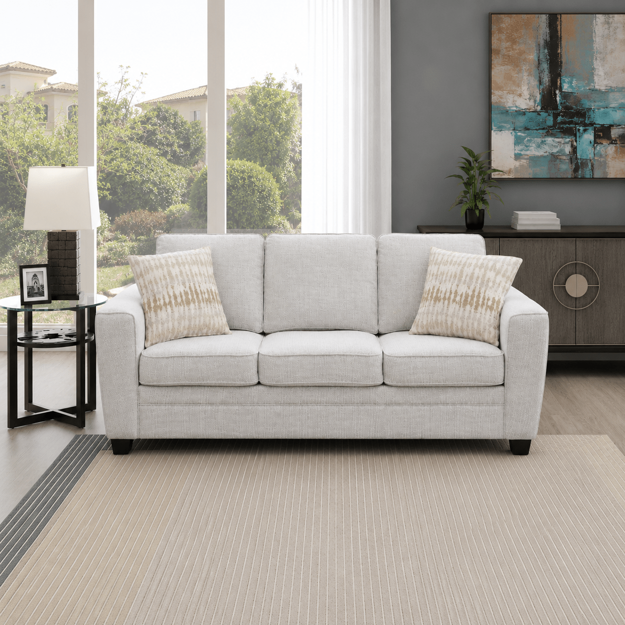 Confa Beige Sofa With Two Pillows (210cm) Sofas & Loveseats| Roots Furniture
