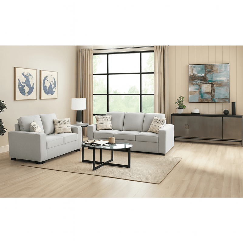 Confa Grey Living Room Set ( Sofa + Loveseat) - Al Rugaib Furniture
