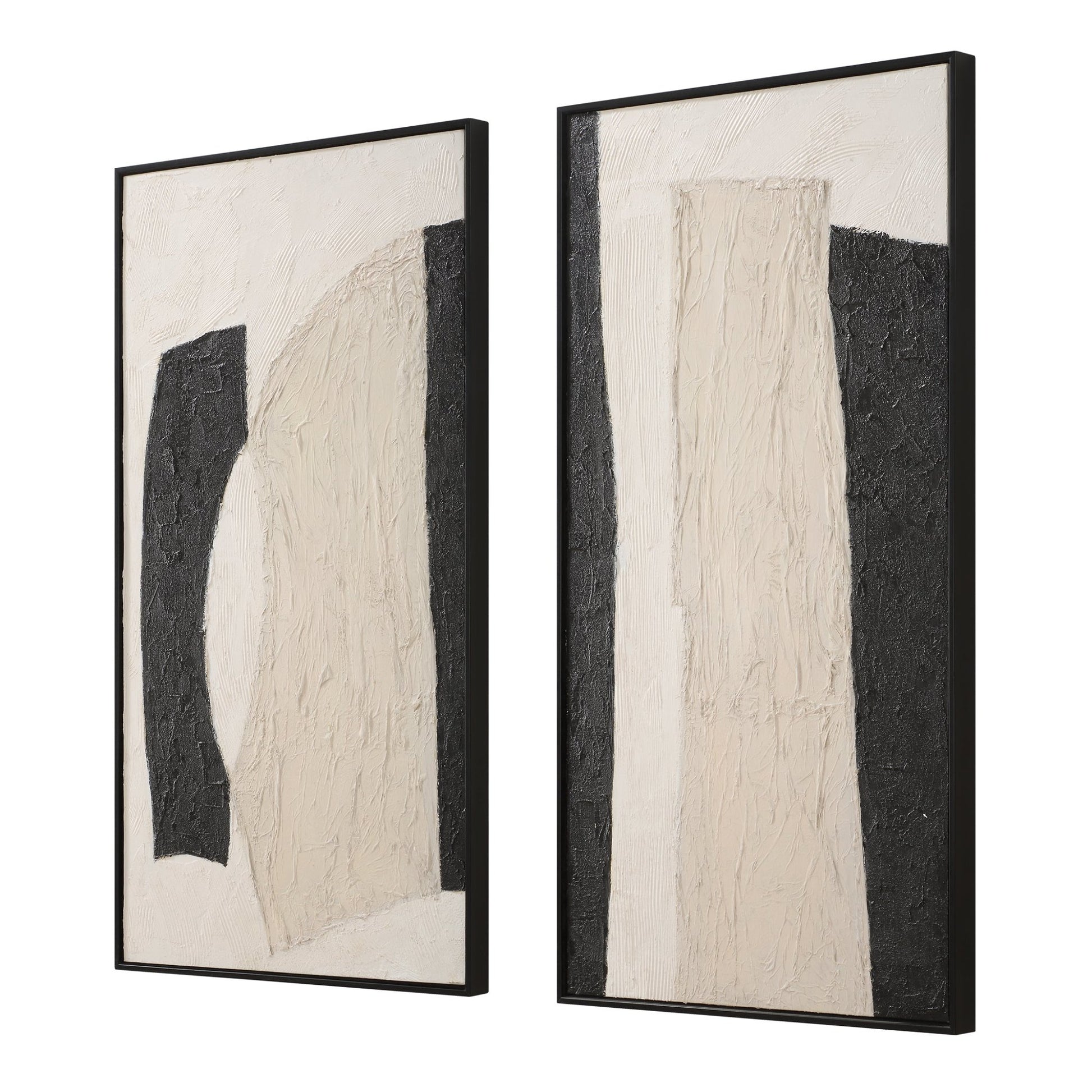 CONTEMPORARY B&W Hand Painted Canvas S/2 Paintings & Pictures| Uttermost