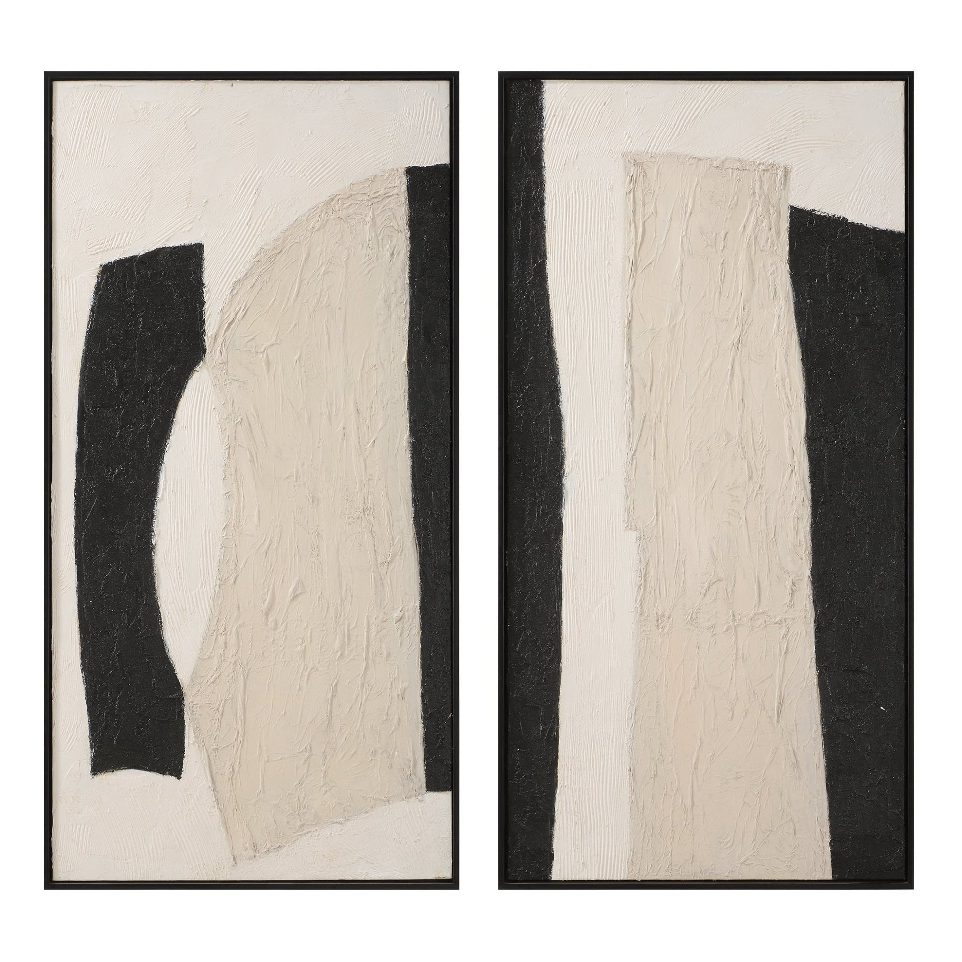 CONTEMPORARY B&W Hand Painted Canvas S/2 Paintings & Pictures| Uttermost