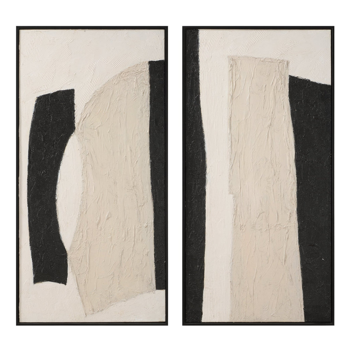 CONTEMPORARY B&W Hand Painted Canvas S/2 Paintings & Pictures| Uttermost