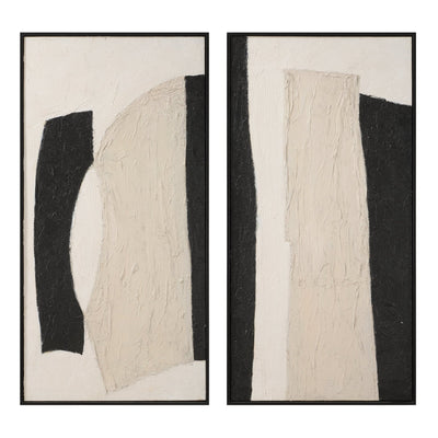 CONTEMPORARY B&W Hand Painted Canvas S/2 - Al Rugaib Furniture