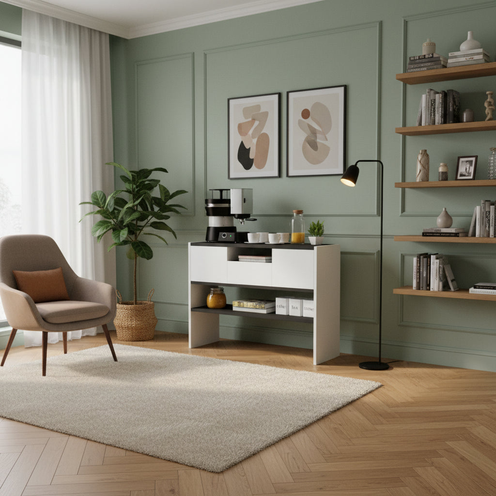 Contemporary Elegant Coffee Corner To Elevate Your Space - 85x100x30 cm - By Alhome - White & Beige Coffee Tables| Alhome