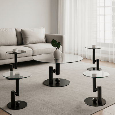 Contemporary Glass Coffee & End Tables – Sleek Black Design - Al Rugaib Furniture