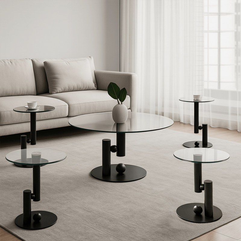 Contemporary Glass Coffee & End Tables – Sleek Black Design - Al Rugaib Furniture