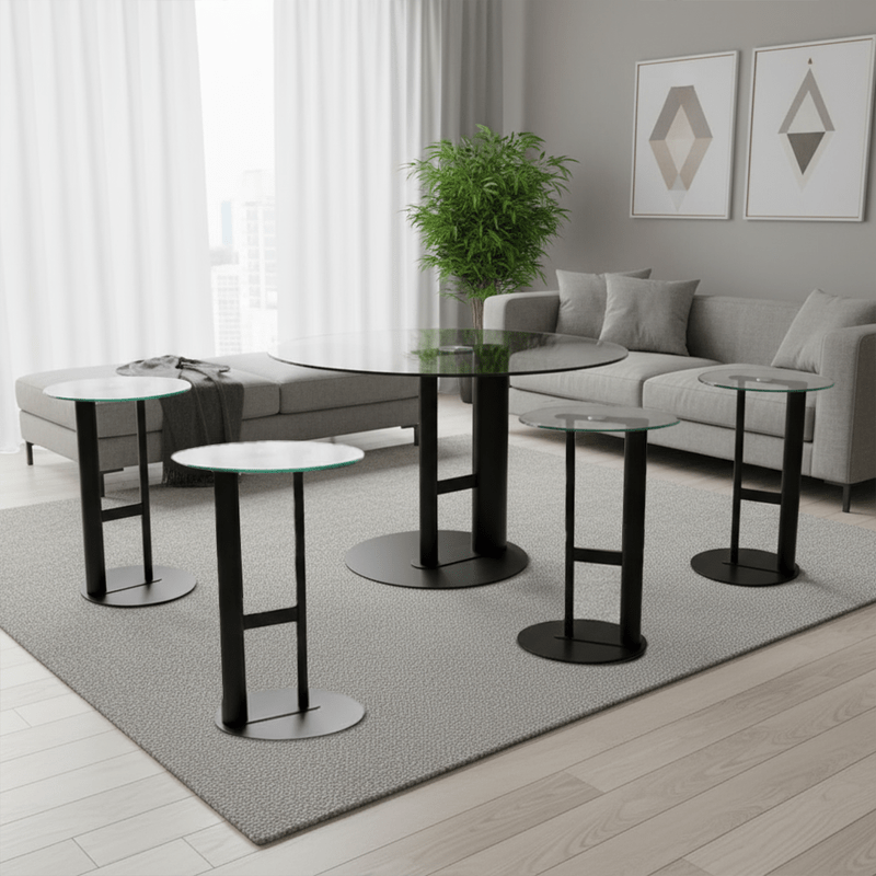 Contemporary Glass Coffee & Side Table Set – Black Design Table Sets| Otath