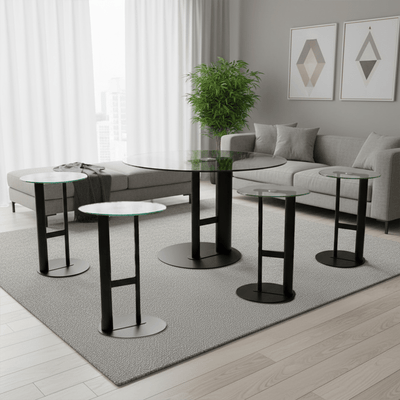 Contemporary Glass Coffee & Side Table Set – Black Design - Al Rugaib Furniture