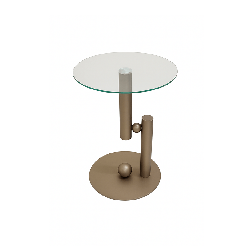 Contemporary Glass Coffee & Side Table Set – Bronze Accents - Al Rugaib Furniture