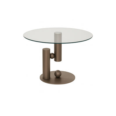 Contemporary Glass Coffee & Side Table Set – Bronze Accents - Al Rugaib Furniture