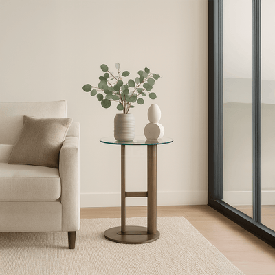 Contemporary Glass Coffee & Side Table Set – Bronze Design - Al Rugaib Furniture