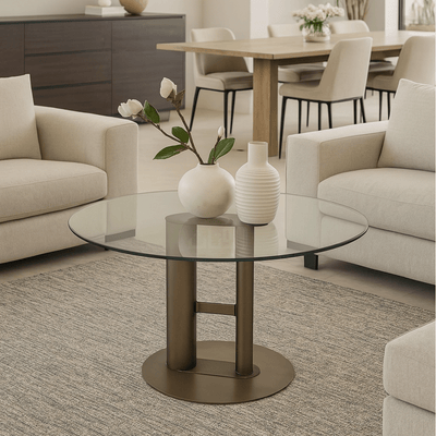 Contemporary Glass Coffee & Side Table Set – Bronze Design - Al Rugaib Furniture