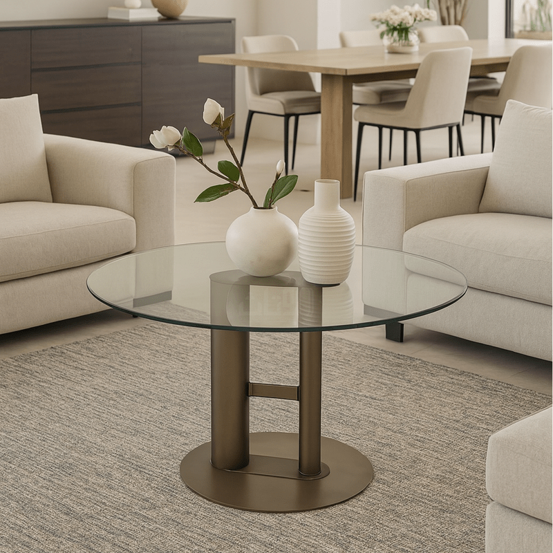 Contemporary Glass Coffee & Side Table Set – Bronze Design - Al Rugaib Furniture