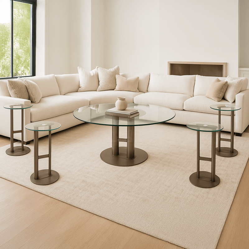 Contemporary Glass Coffee & Side Table Set – Bronze Design - Al Rugaib Furniture