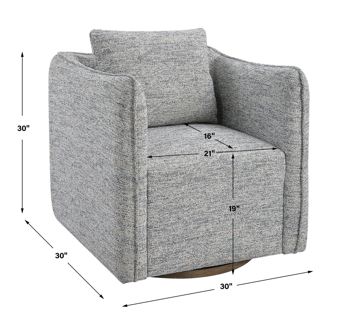 Corben Blue Swivel Chair Table Decors| Uttermost
