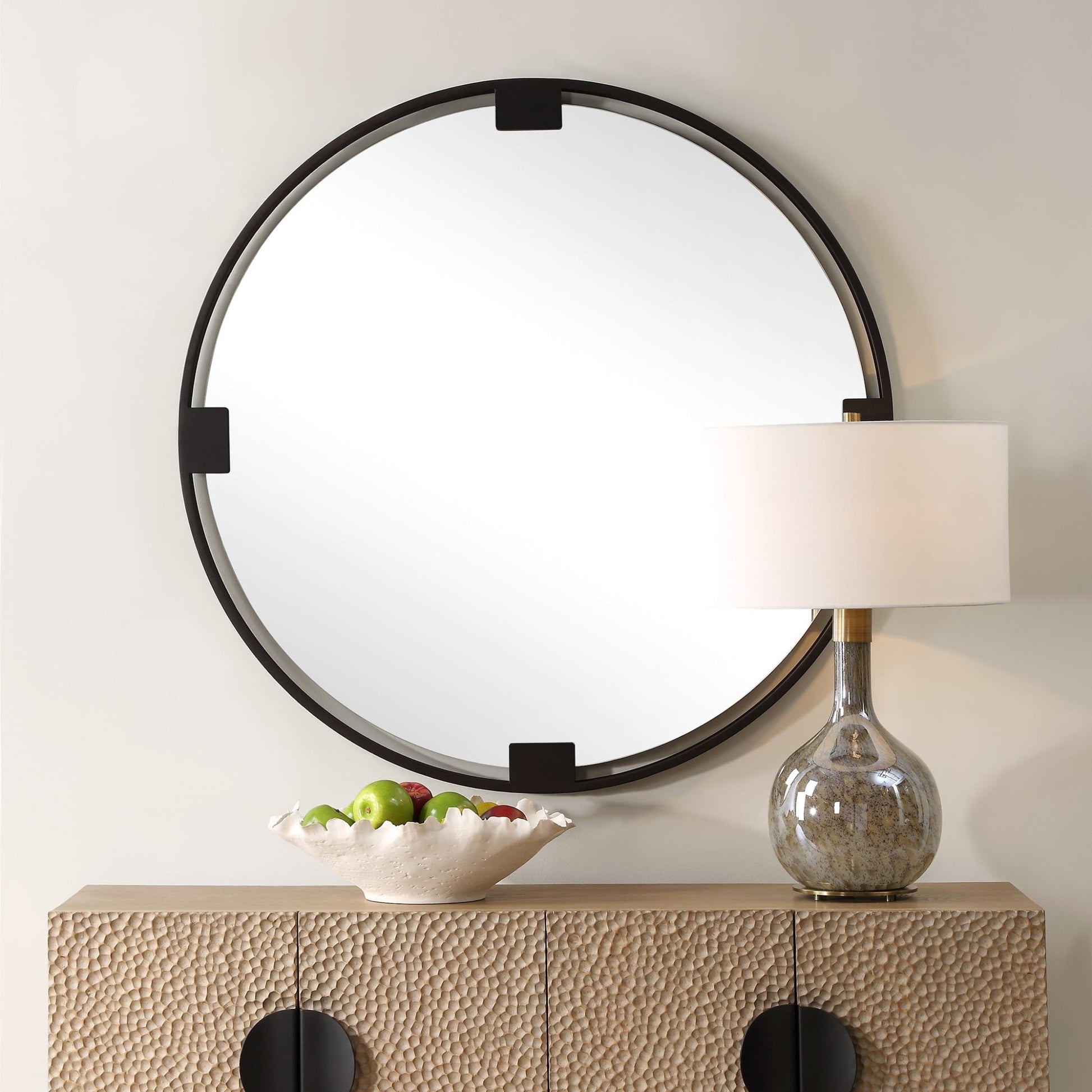 Cornelia Black Round Mirror Mirrors| Uttermost