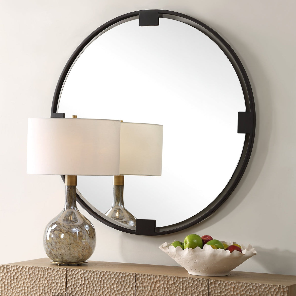 Cornelia Black Round Mirror Mirrors| Uttermost