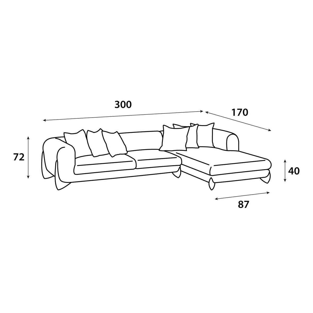 Corner sofa model "Bariq" in size 300×170 Sectionals| Oak