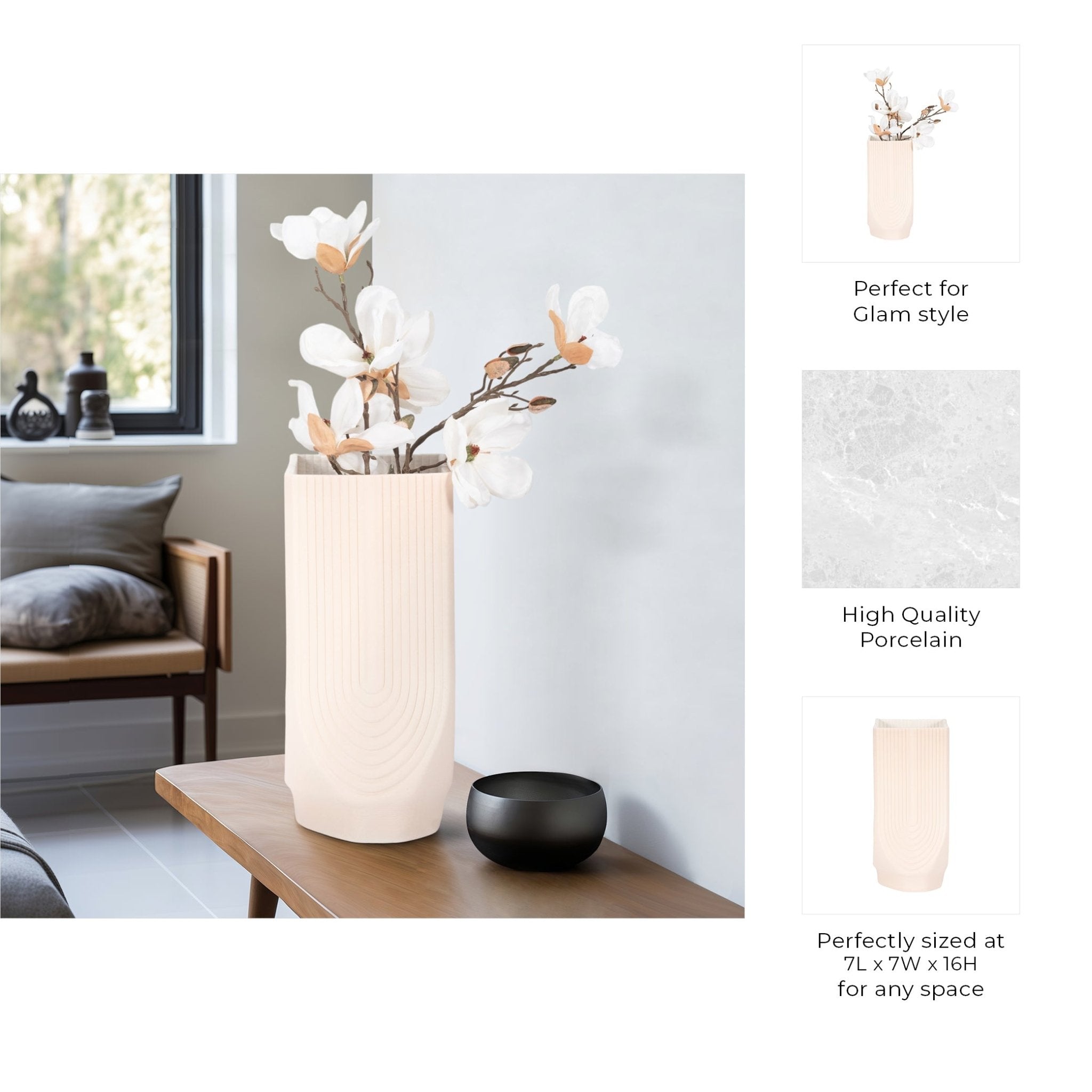 CORSICA 3D PRINTED VASE, ROSE SMOKE Vases and Jars| Sagebrook Home