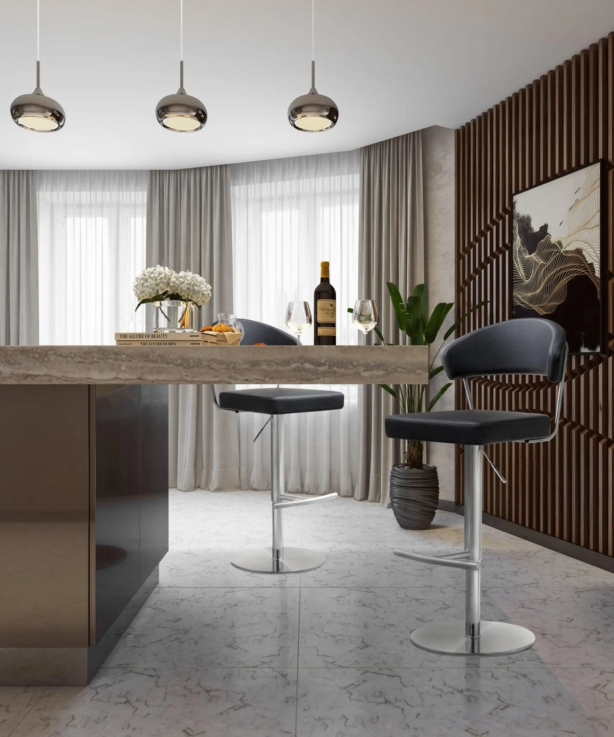 Cosmo Black Steel Barstool Counter Stools| TOV