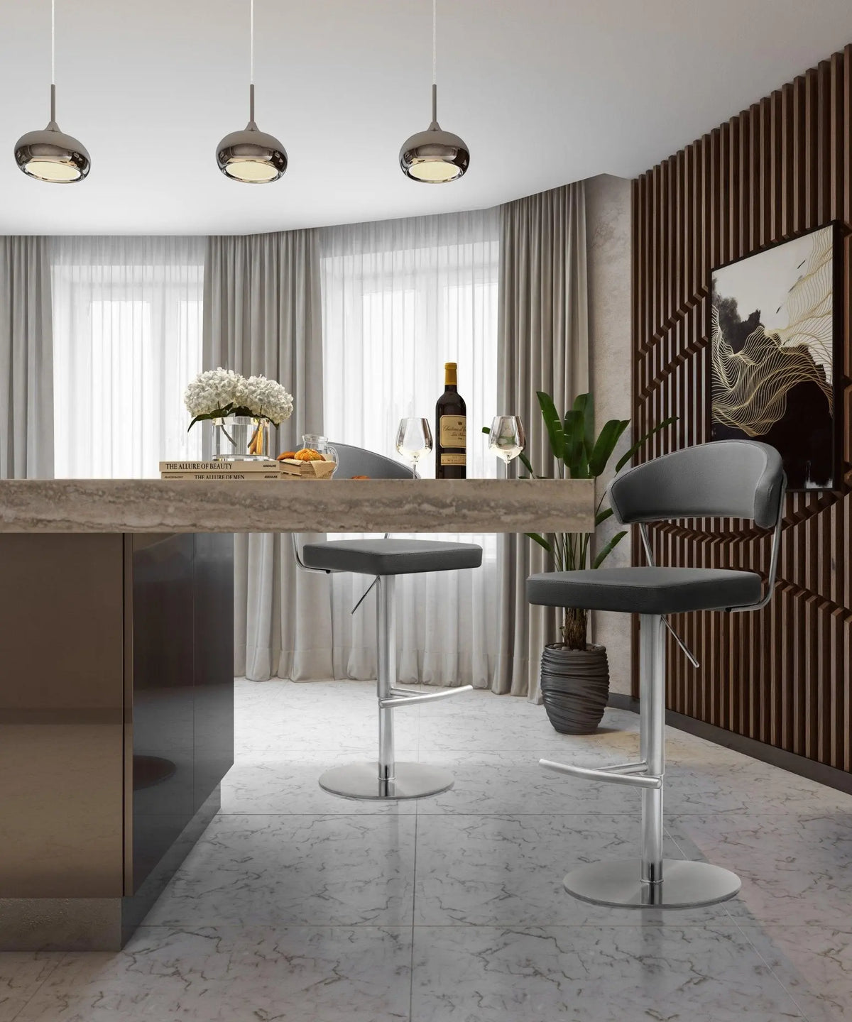 Cosmo Grey Steel Barstool Counter Stools| TOV