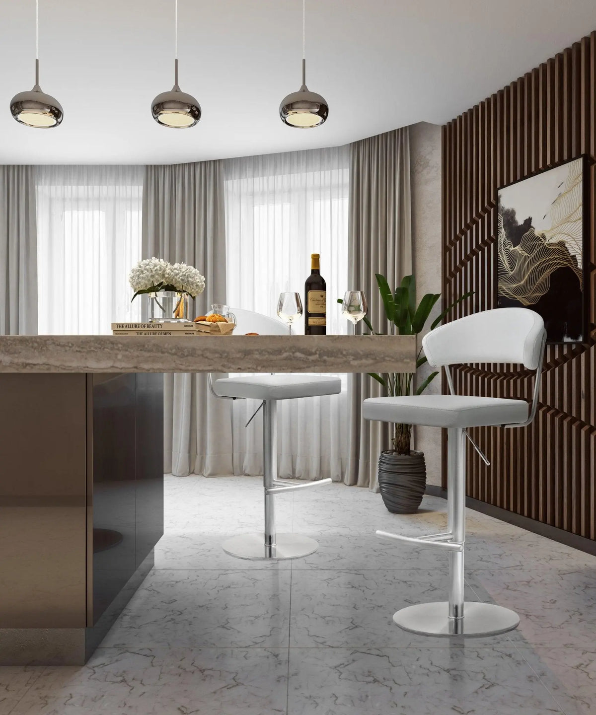 Cosmo White Steel Barstool Counter Stools| TOV